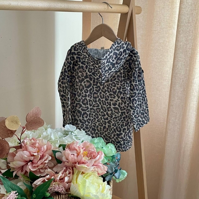 Bluza cu gluga din muselină pentru copii, Leopard – bumbac 100% (3)